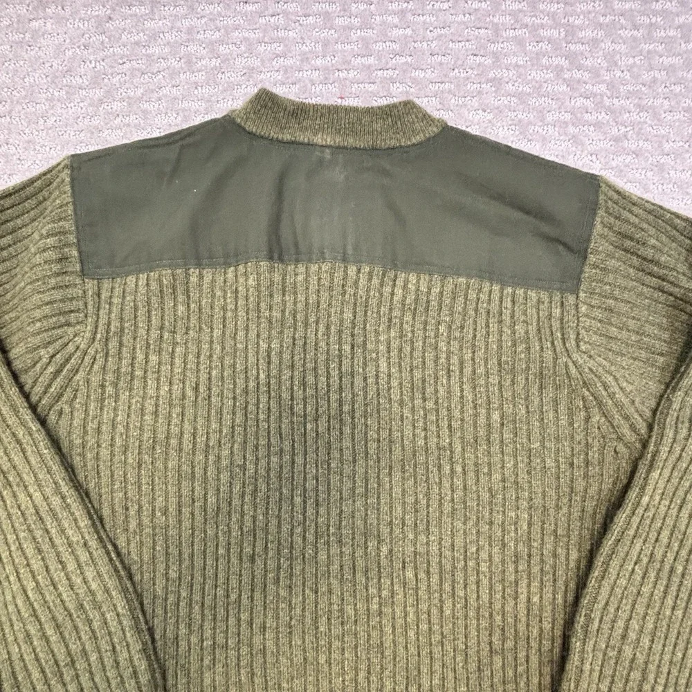 L.L. Bean Sweater Mens Large Tall Green Pullover Wool Commando Henley Military